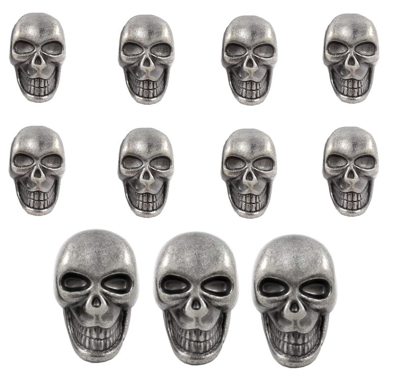 Bezelry Skull Gray Silver Metal Shank Buttons. Blazer Button Set. 3 Pcs of 25mm, 8 Pcs of 16mm - Image 4